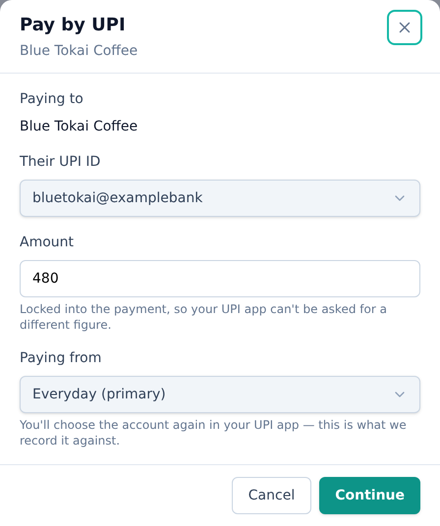 Filling in a payment